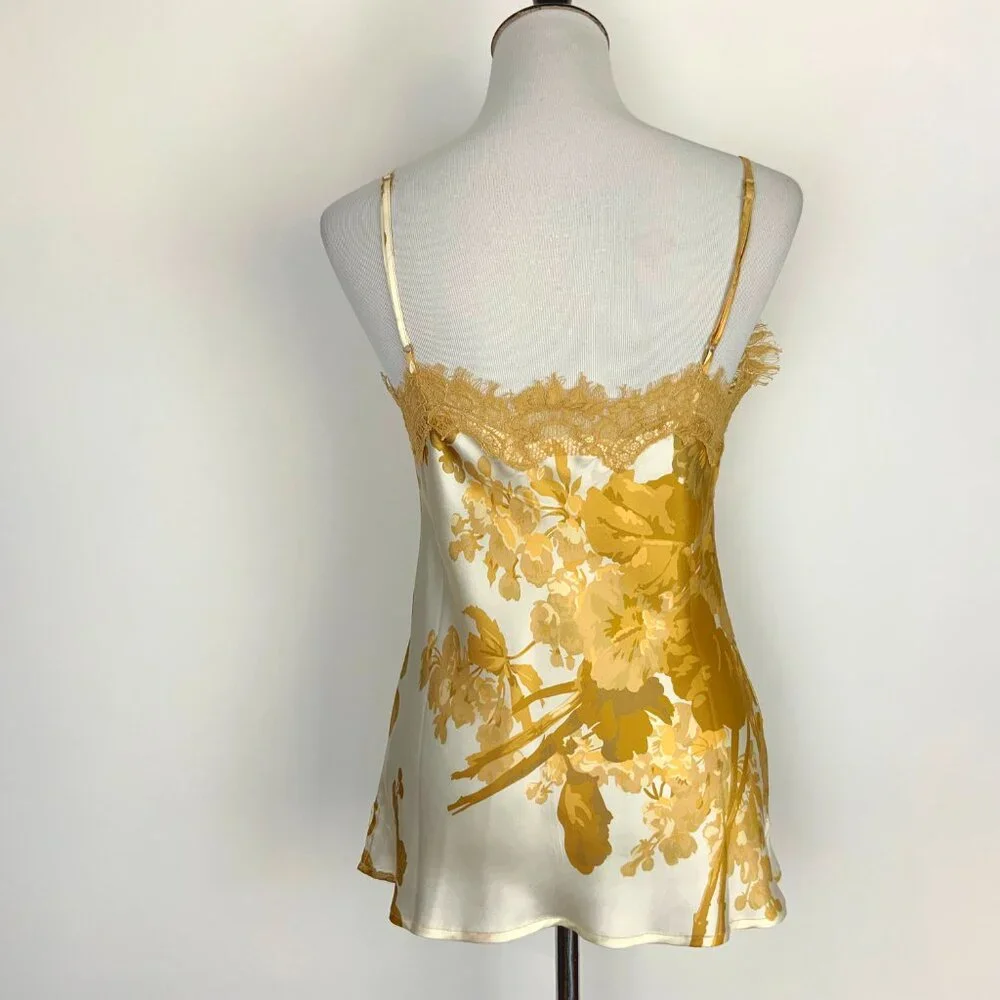New Gold Hawk Silk Golden Bloom Claire Camisole Top Sz M - Picture 7 of 16